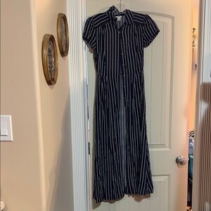 J. Crew Navy and White Striped Maxi Dress